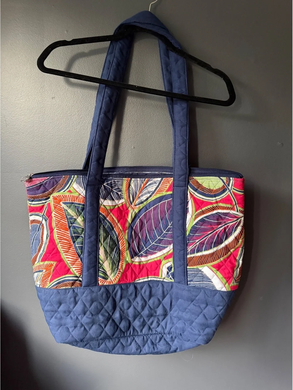 Buckhead Bettie’s Quilted Tote Bag with Colorful Leaf Pattern